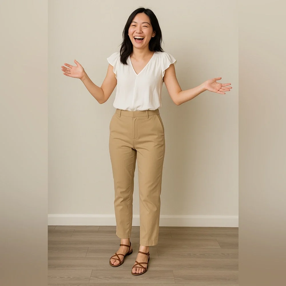 Old Navy Tan High Rise Pixie Pants, size 6 - Picture 1 of 6